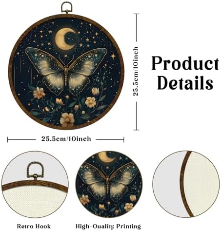 KLYTINK Celestial Butterfly Round Wall Art Canvas Print