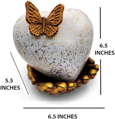 Butterfly Heart Urn with Gold Stand for Ashes