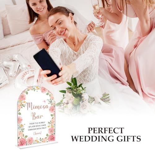 Wedding Sign Decor with Pink Acrylic Arch 5x7 Inch