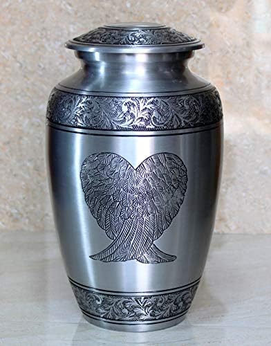 eSplanade 10 Inch Metal Cremation Urn with Wings Engraving
