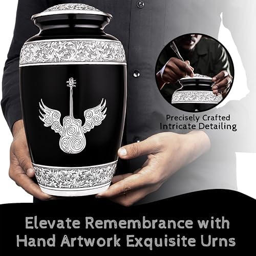 Hand Engraved Guitar Urn for Human Ashes
