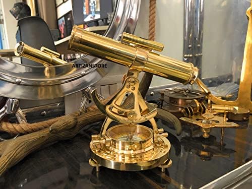 Maritime Brass Telescope Compass with Level and Telescope