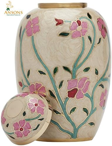 Flora Cream Cremation Urn with Lacquer Finish