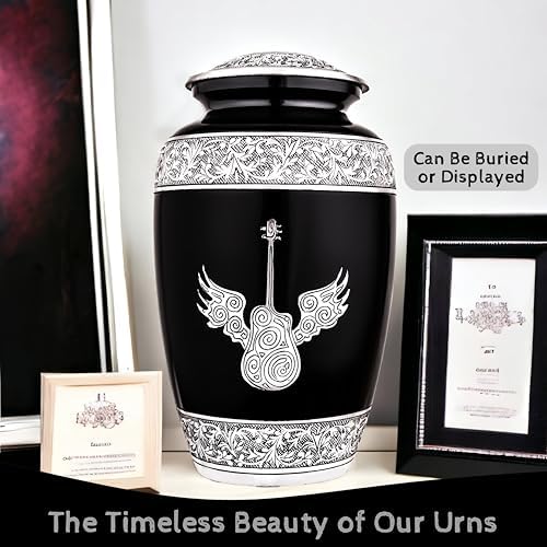Hand Engraved Guitar Urn for Human Ashes