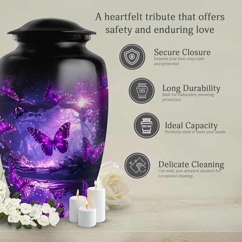 Butterfly Urn - Purple - 10 Inches - Cremation Urn for Ashes