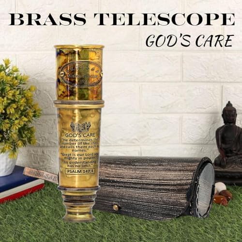 Vintage Brass Spyglass Telescope with Leather Case