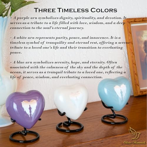 Mini Blue Heart Urn for Ashes - Wing Shaped Keepsake