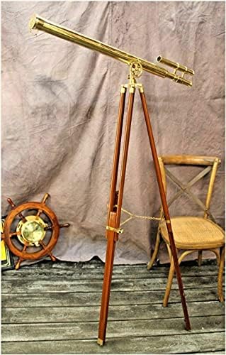 Brass Floor Standing Griffith Astro Double Barrel Antique Telescope 39 Inches