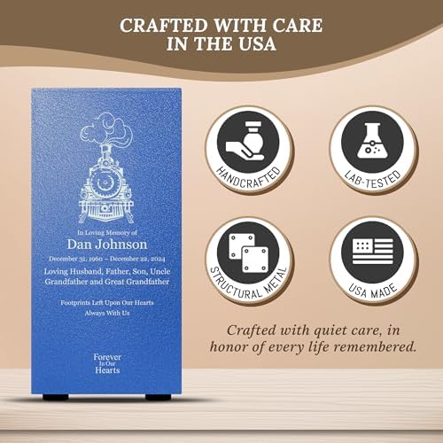 Customizable Cremation Urn with Train Locomotive Design