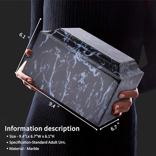Rsobl Black Marble Cremation Urn for Adult Ashes
