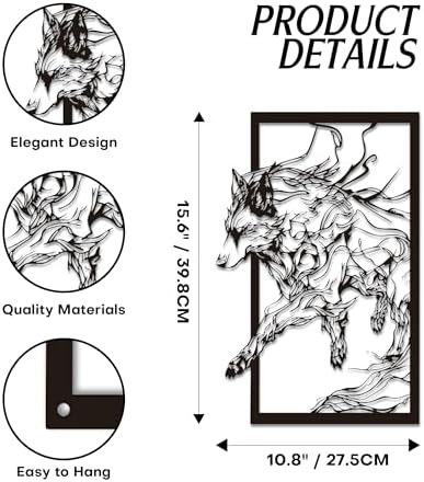 Yateaslu Mystical Metal Wolf Wall Art