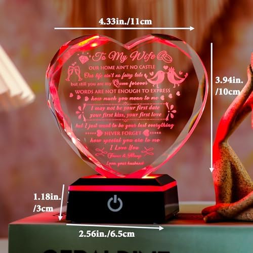 Romantic Crystal Heart Gift for Wife from Husband