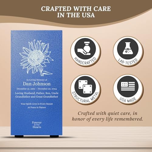 Amaranthine Urn Decorative Cremation Urn with Custom Sunflower Design
