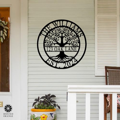 Personalized Family Tree Metal Name Sign - 12 Inch Wall Decor