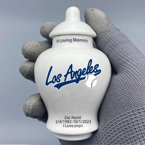 Custom Baseball Porcelain Urn With Name and Jersey Number