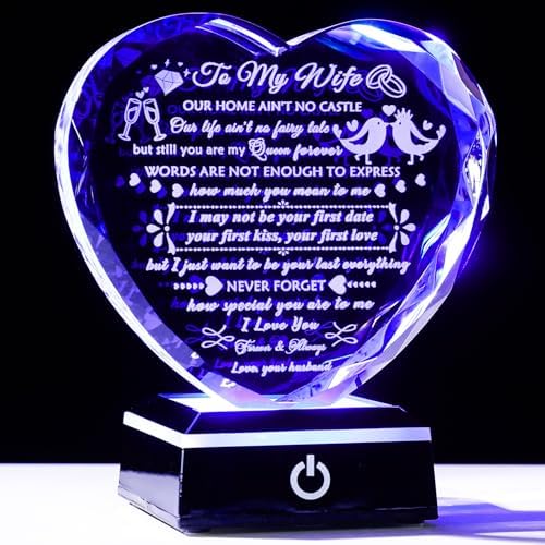 Romantic Crystal Heart Gift for Wife from Husband