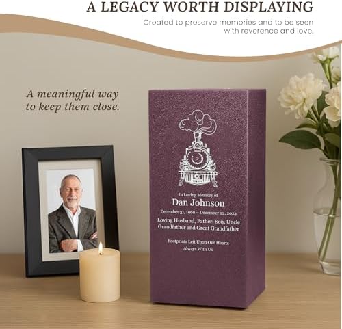 Customizable Cremation Urn with Train Locomotive Design