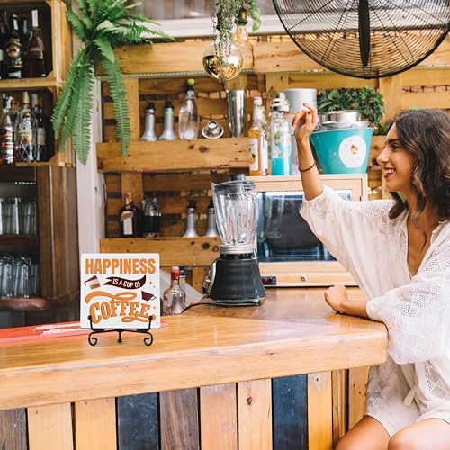 Coffee Bar Sign Decor with Iron Stand F16