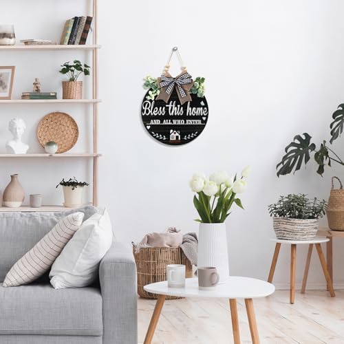 3D Bless This Home Wooden Front Door Sign Christian Welcome Decor