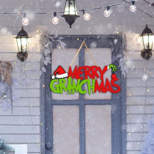 2 Piece Christmas Door Signs with Hanging Strings