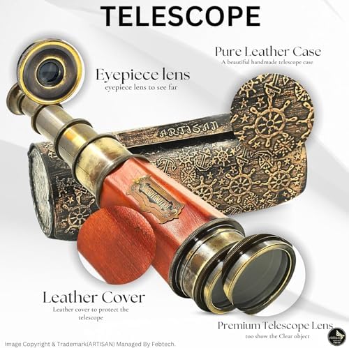 Antique Decor Spyglass with Leather Case