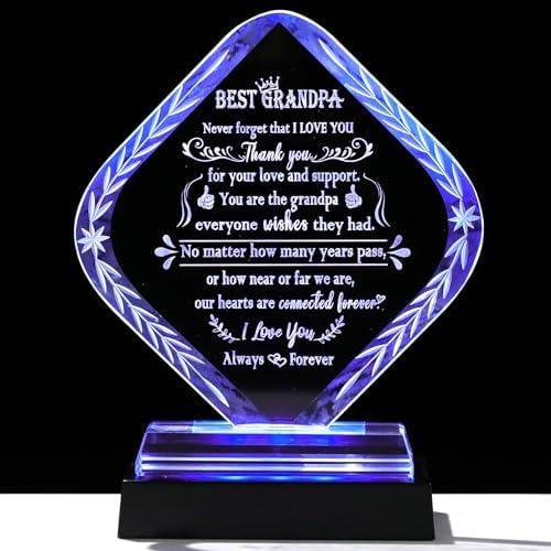 Personalized Glass Statue Plaque with LED Light for Grandfather