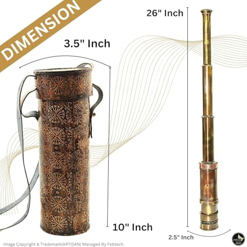Nautical Pirate Brass Telescope with Leather Case