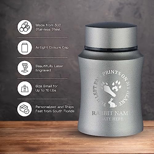 Customized Small Rabbit Urn with Engraving and Paw Print