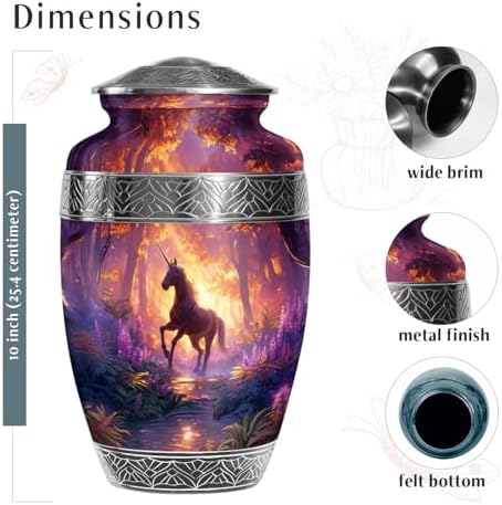 Unicorn Themed Cremation Urn - 10 Inch Adult Decorative Urn
