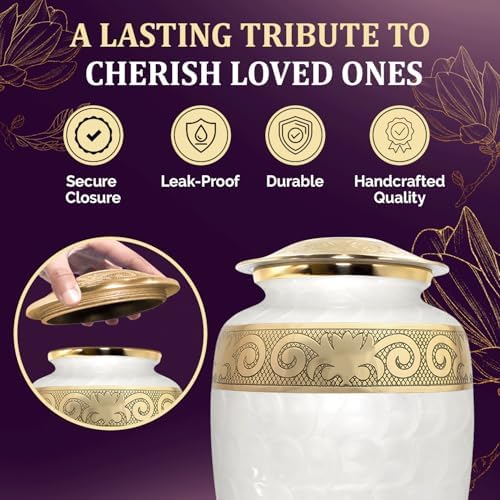 Elegant Metal Urn with Gold Trim for Women