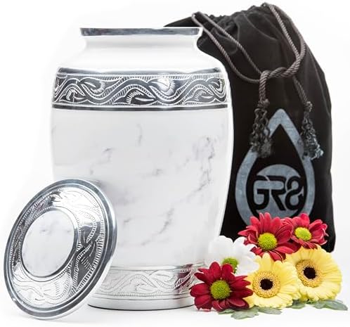 Classic White Marble Cremation Urn for Adult Ashes