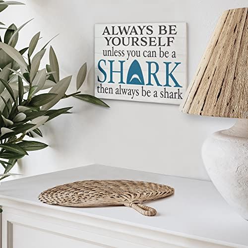 JennyGems Always Be a Shark Wooden Sign Wall Hanging