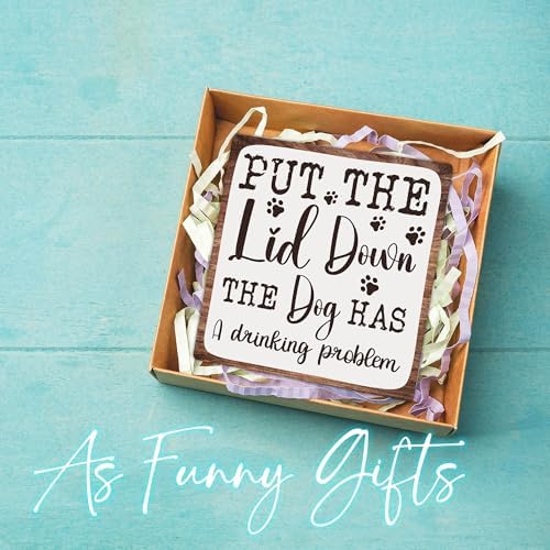 Funny Dog Bathroom Decor Wooden Plaque