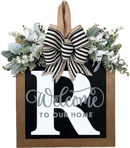 ELEFOCUS Last Name Front Porch Decor Welcome Sign Wreath
