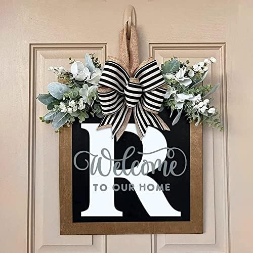 ELEFOCUS Last Name Front Porch Decor Welcome Sign Wreath