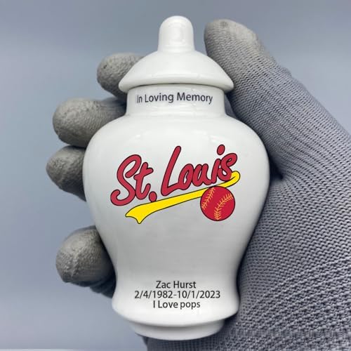 Custom Baseball Small Porcelain Urn with Name and Jersey Number
