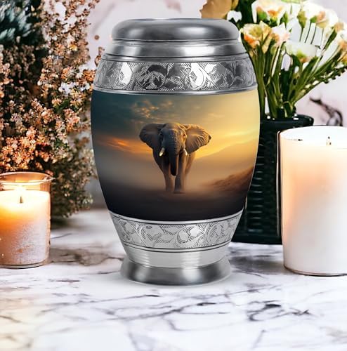 Elephant Large Cremation Urn for Human Ashes - 10 Inch
