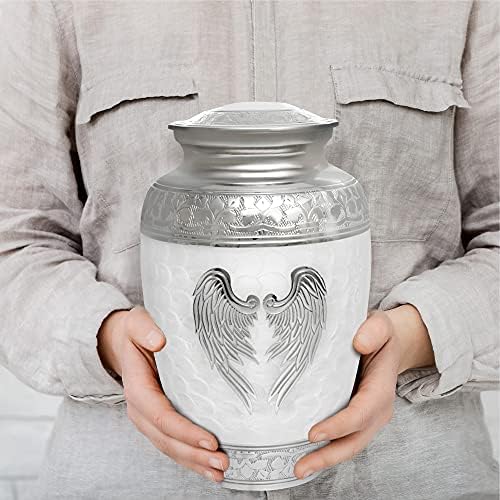 Angel Wings Urns for Human Ashes - White Metal Cremation Urn