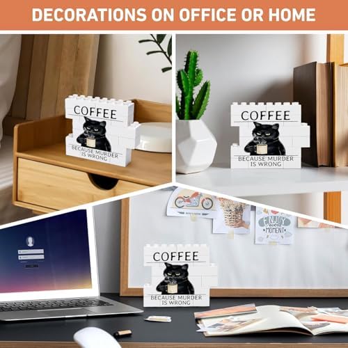 Duetom Coffee Cat Sign Funny Decorative Plaque
