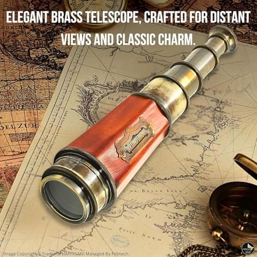 Antique Decor Spyglass with Leather Case
