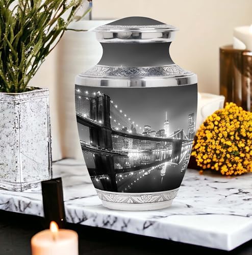 Brooklyn Bridge At Night Decorative Urn For Human Ashes