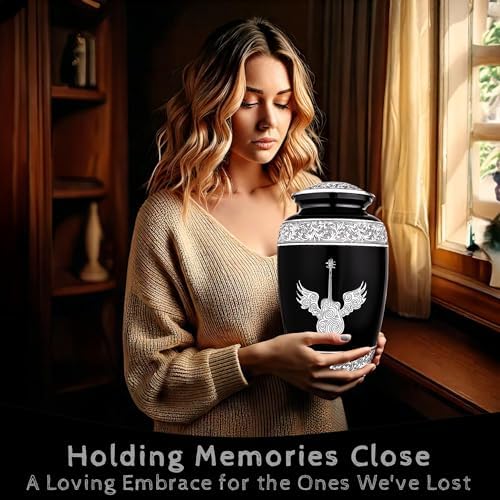 Hand Engraved Guitar Urn for Human Ashes