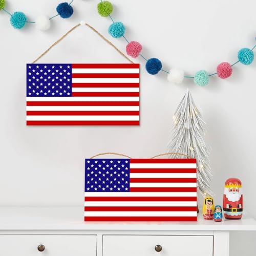 American Flag Door Hanging Sign with Strap