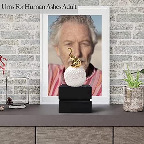 QQXX Ceramic Decorative Urn for Ashes White Elephant Design