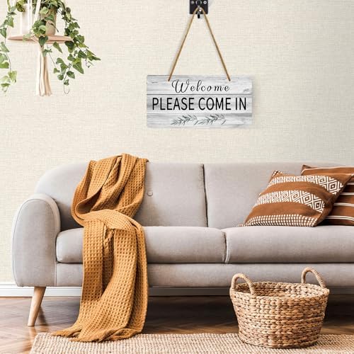 Welcome Sign for Front Door Double-Sided Wooden Decor