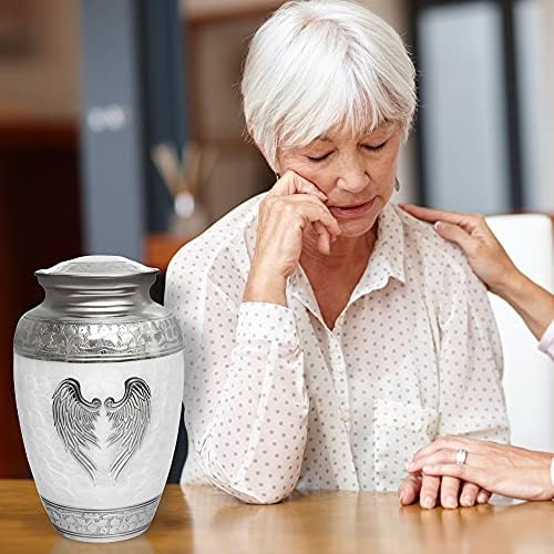Angel Wings Urns for Human Ashes - White Metal Cremation Urn
