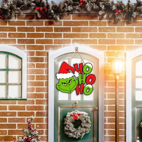2 Piece Christmas Door Signs with Hanging Strings
