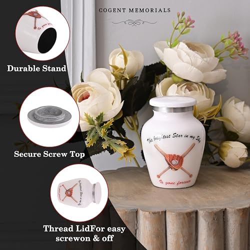 Elegant Brass Cremation Urn with Baseball Pattern