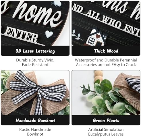 3D Bless This Home Wooden Front Door Sign Christian Welcome Decor