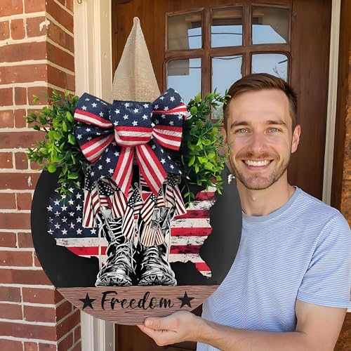 Patriotic Wreath With Flag and Boots for Ceremonies
